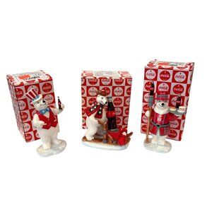 Lot of 3 Coca-Cola Polar Bears Around the World Germany Canada United Kingdom
